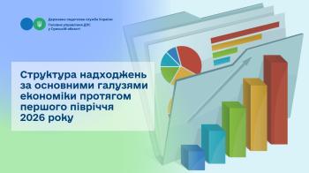 Структура надходжень за основними галузями економіки протягом першого півріччя 2026 року