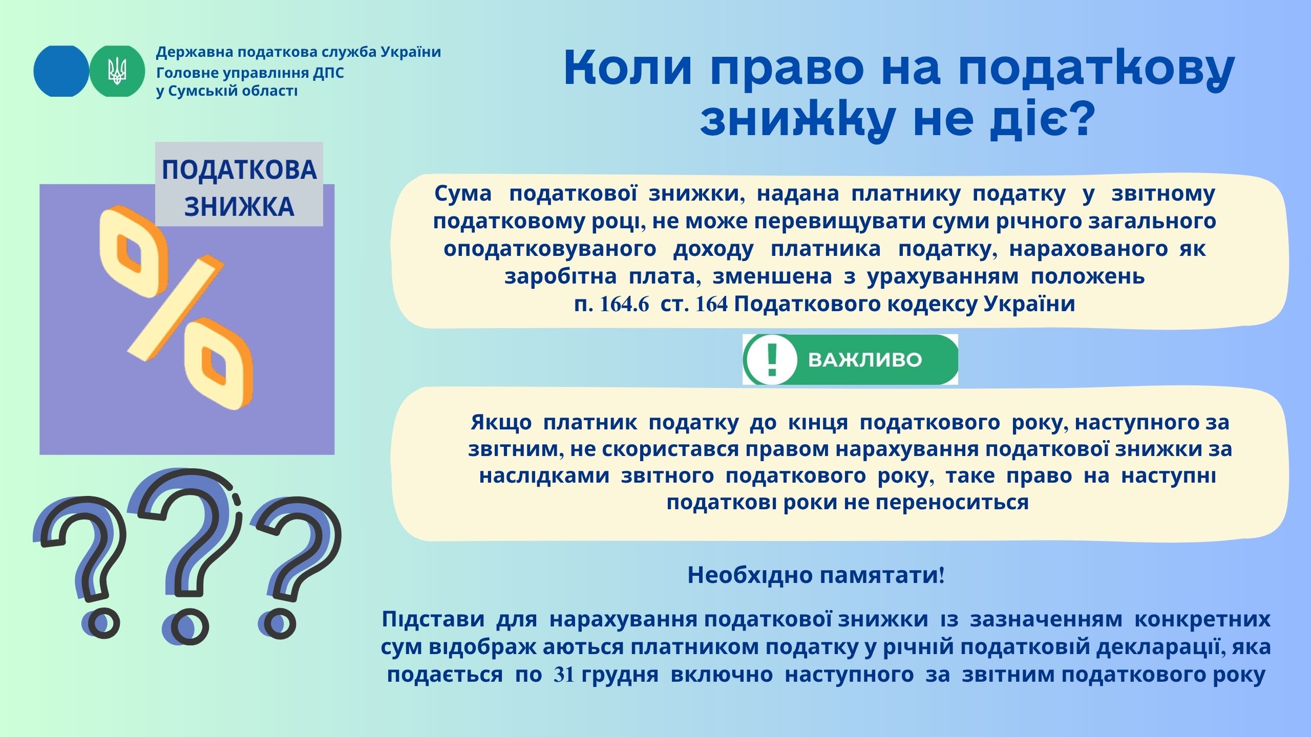 Коли право на податкову знижку не діє?