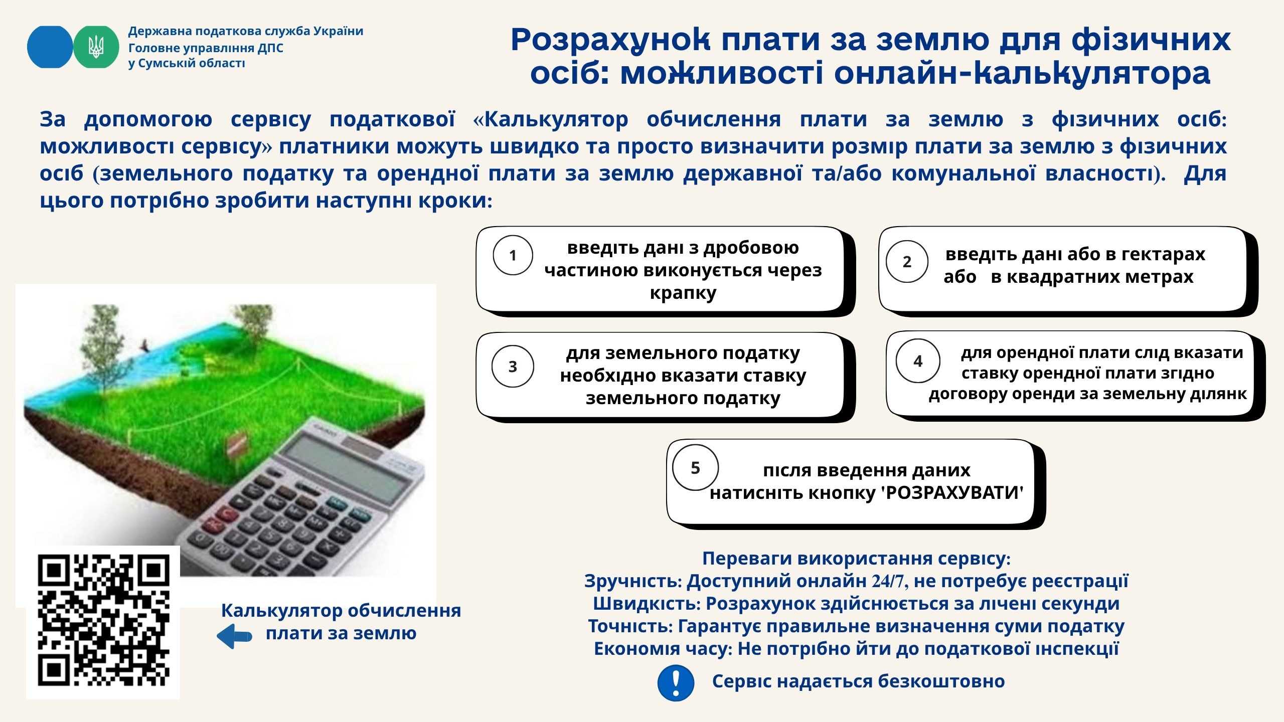 Розрахунок плати за землю з фізичних осіб: можливості онлайн-калькулятора