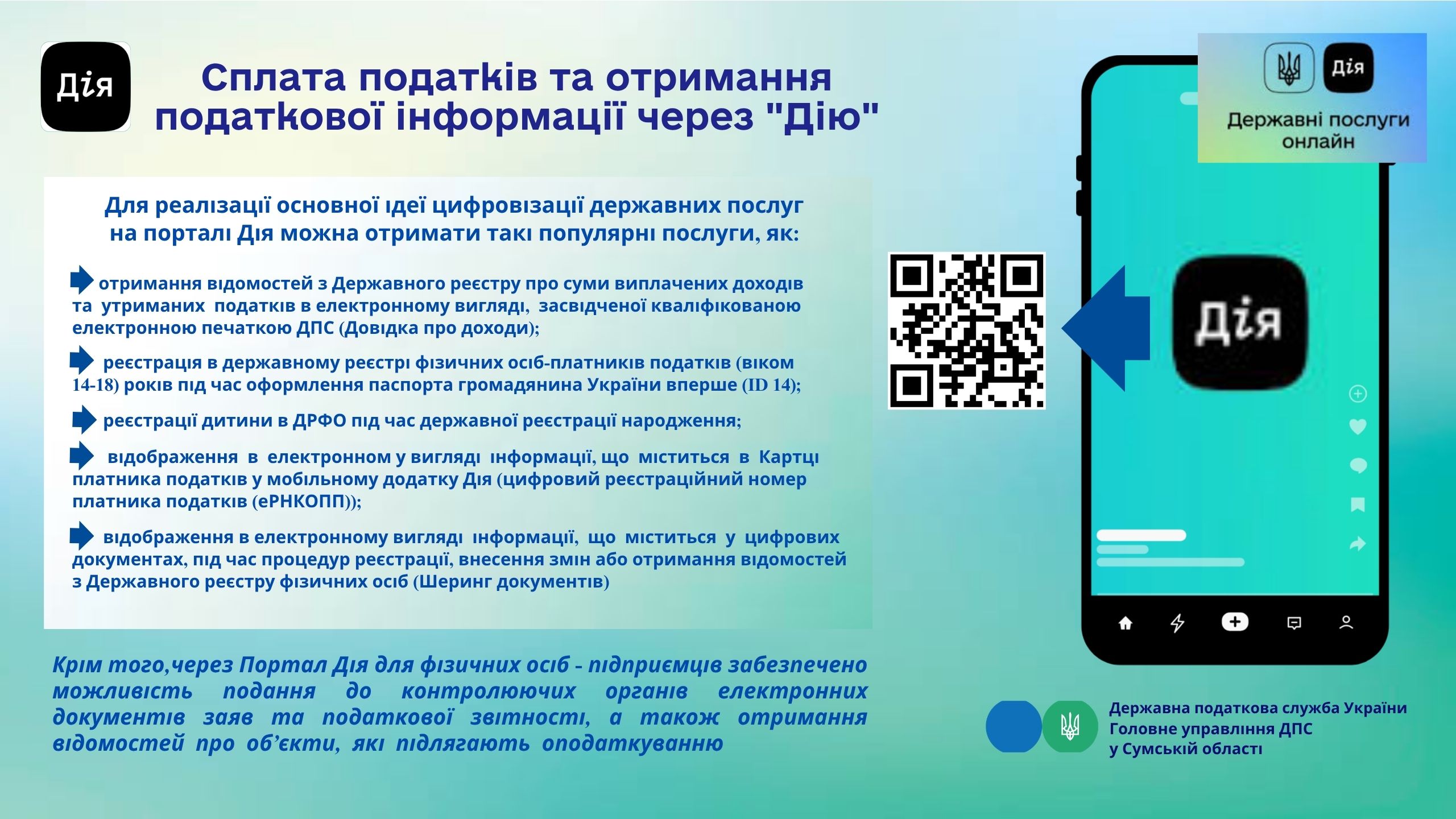 Сплата податків та отримання податкової інформації через "Дію"